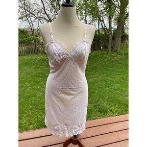Vintage Shadowline White Lace & Nylon Full Slip Size 38